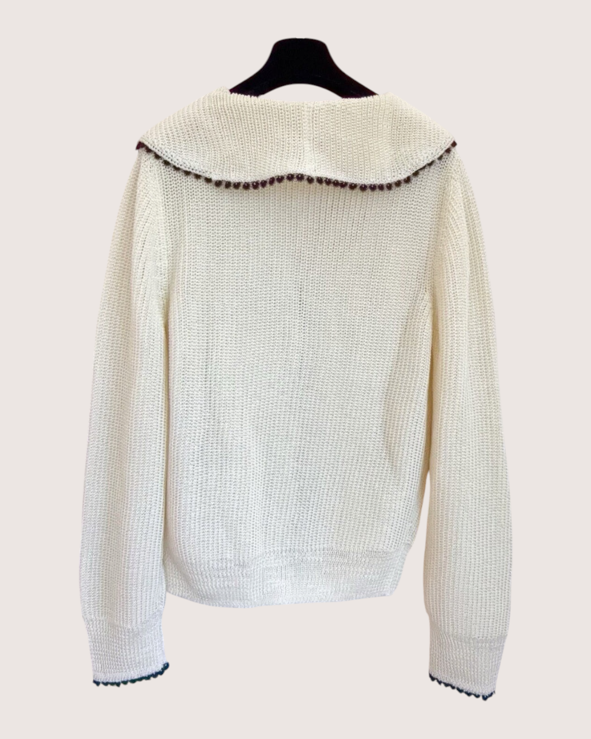 Chanel 26C Sailor-Collar Cardigan Beige/Ecru, Black FR 38