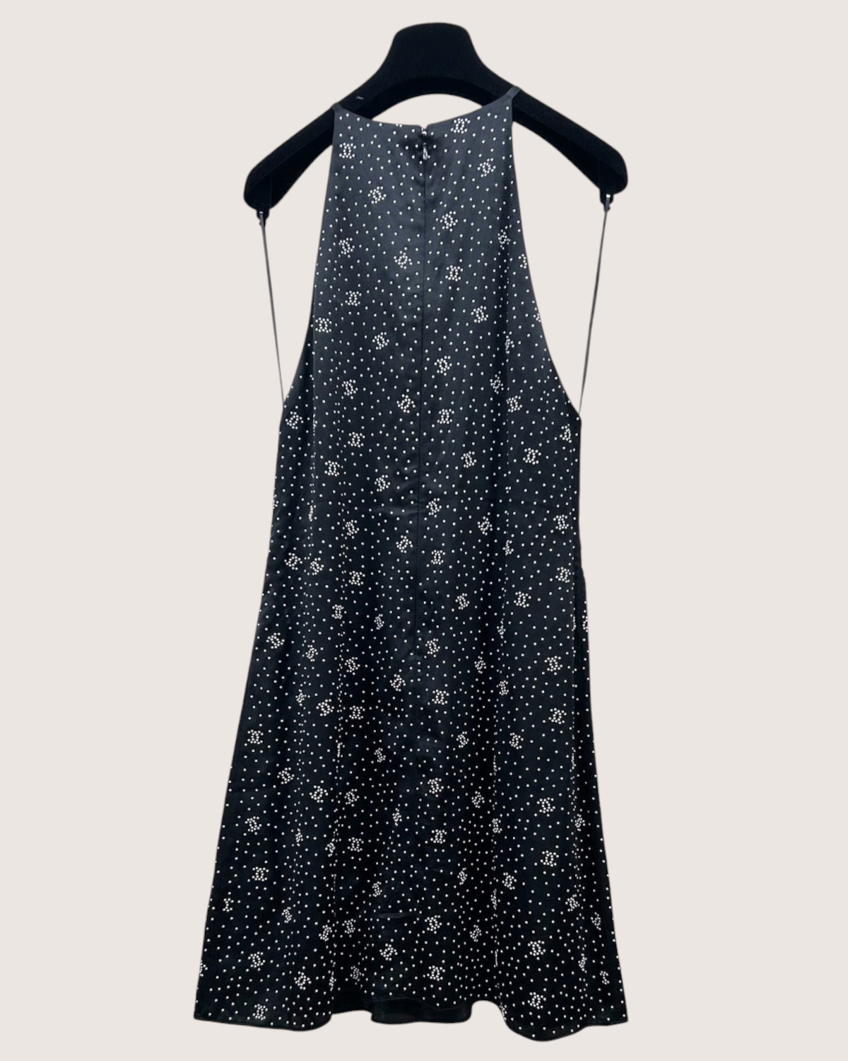 Chanel 24B CC Dot Halter Mini Dress Black, White FR 36