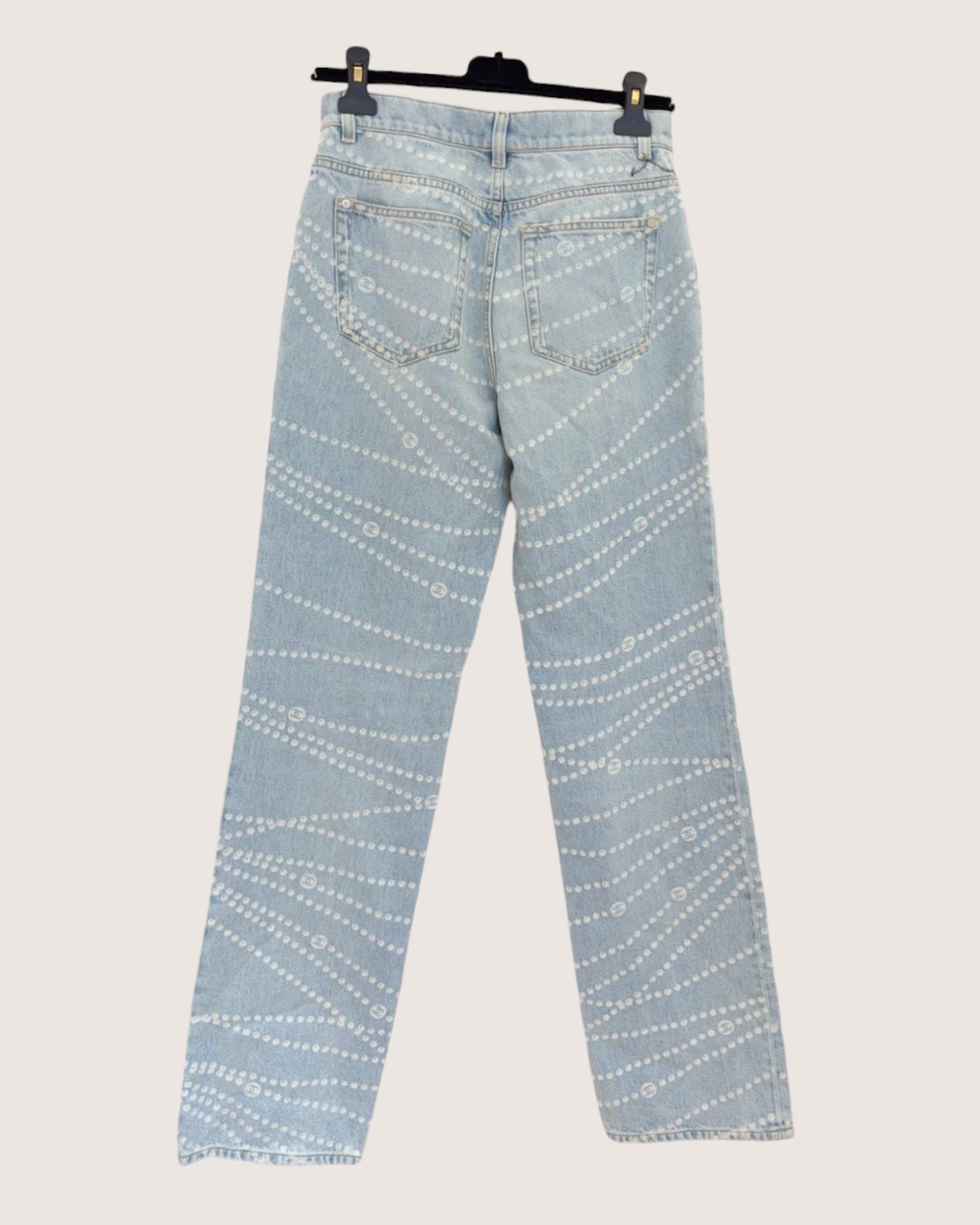 Chanel 25P Straight Denim Jeans Blue, White FR 36