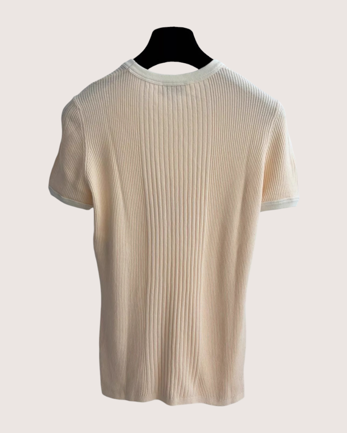 Chanel 25M Coco Beach CC Short-Sleeve Top Beige/Ecru FR 40