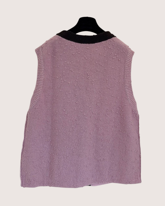 Chanel 24K Wool Bouclé Panelled Vest Pink, Black FR 38