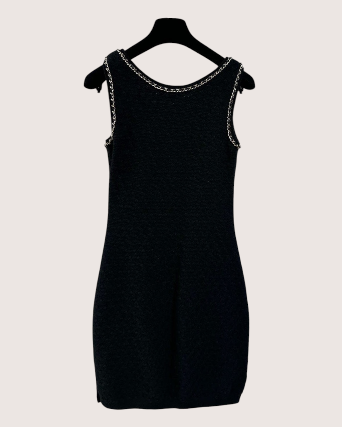 Chanel 23B Cashmere Chain-Trim Sleeveless Mini Dress Black, Gold FR 38