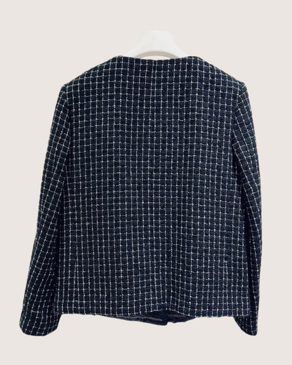 Chanel Tweed Jacket Black, White FR 34