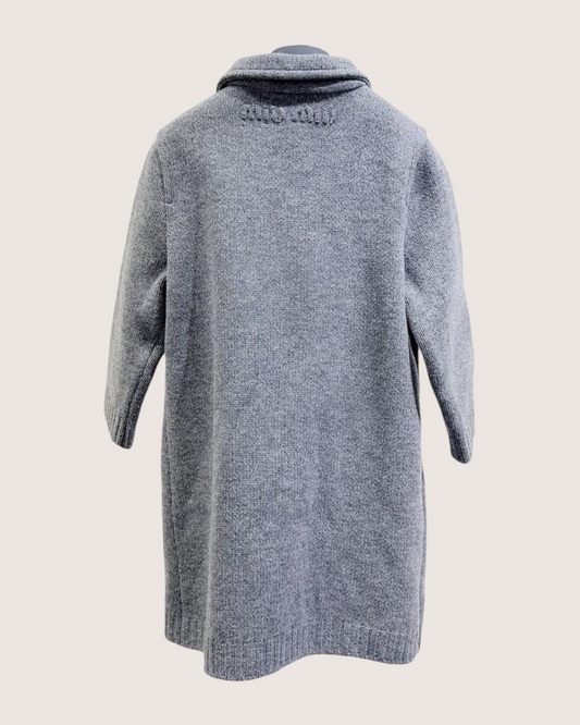 Miu Miu Wool Button-Front Coat - Grey, view 2
