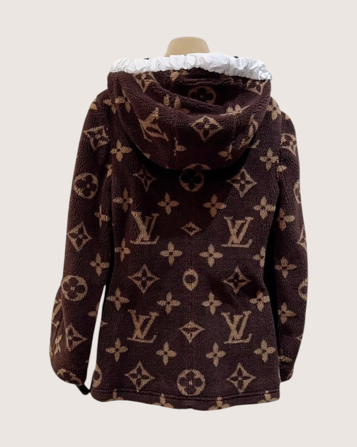Louis Vuitton Monogram Fleece Hooded Jacket Brown, Beige/Ecru, Navy FR 38