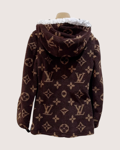 Louis Vuitton Monogram Fleece Hooded Jacket Brown, Beige/Ecru, Navy FR 38
