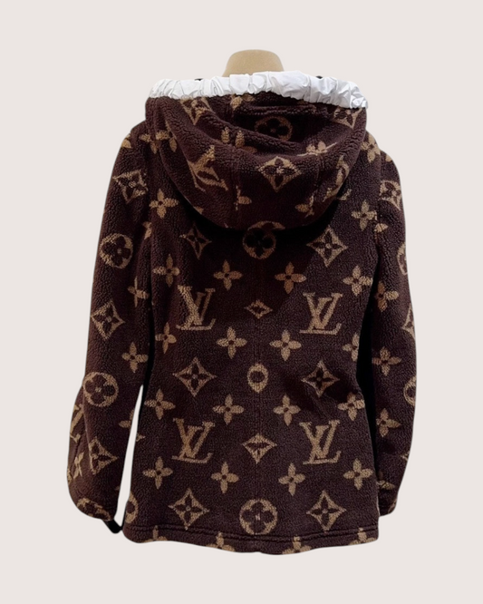 Louis Vuitton Monogram Fleece Hooded Jacket - Brown, Beige/Ecru, Navy, view 2