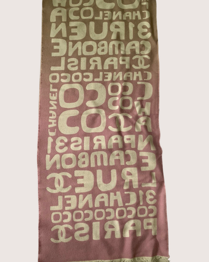 Chanel Logo Fringe Scarf Pink, Beige/Ecru, Brown One Size