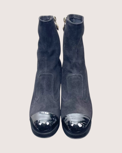 Chanel 23B Suede Ankle Boots Black ["EU 35.5"]