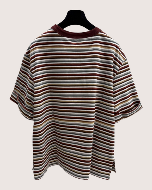 Chanel 26M Coco Beach Striped Seahorse T-Shirt Burgundy, White, Multicolor FR 36