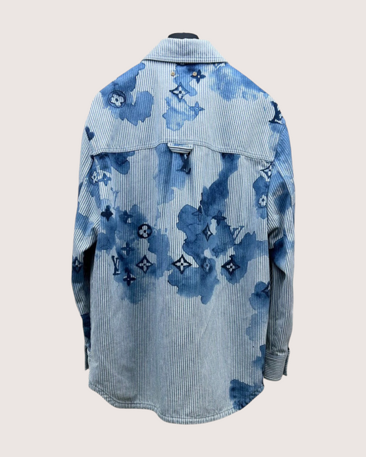 Louis Vuitton Striped Monogram Denim Jacket Blue, Navy, White FR 38