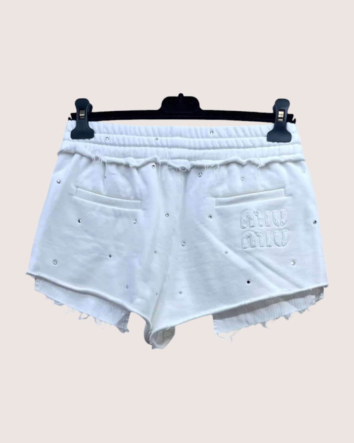Miu Miu Gem-Embellished Mini Shorts White IT 36