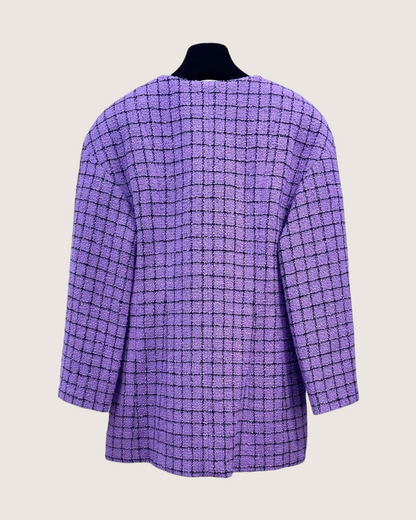 Chanel 22S Plaid Four-Pocket Tweed Jacket Purple, Black FR 38