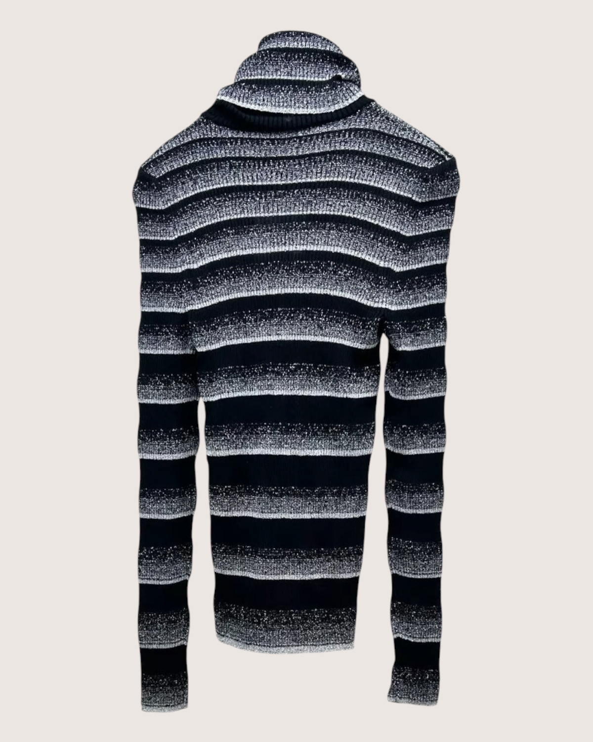 Chanel 23K Striped Turtleneck Sweater Black, Grey FR 36