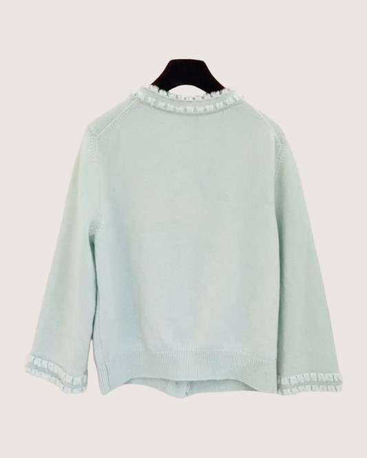Chanel 25S Cashmere Four-Pocket Cardigan Green FR 36