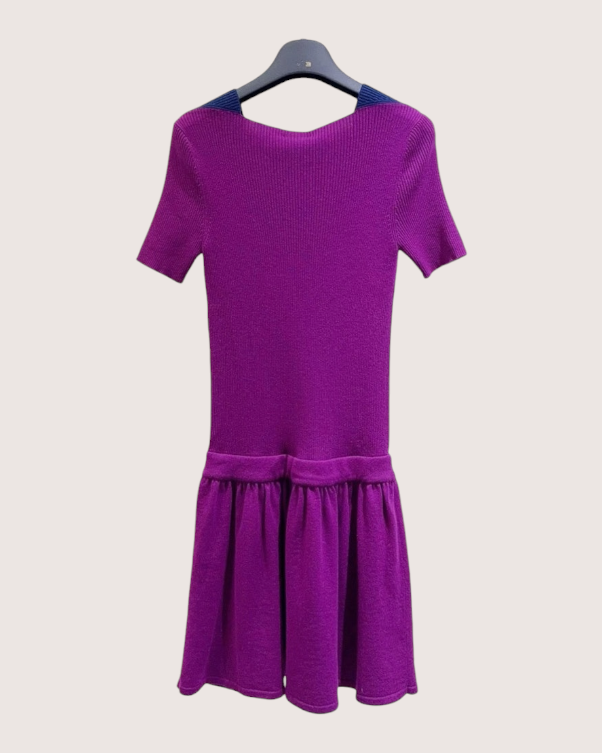 Chanel Two-Tone Knit Mini Dress Purple, Navy FR 34