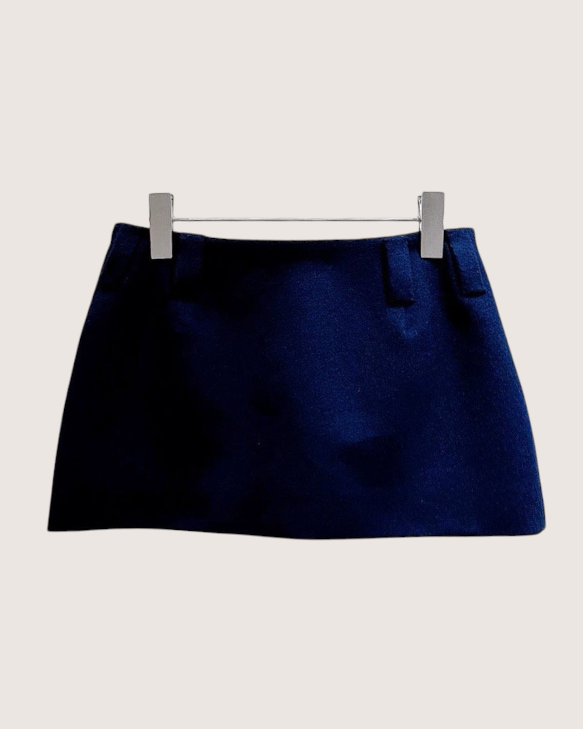 Miu Miu Wool Logo-Patch Mini Skirt Navy IT 36
