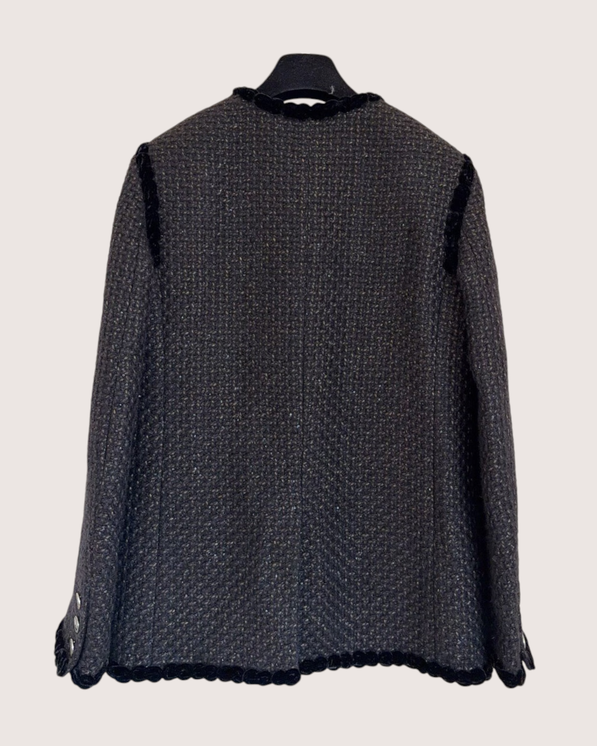 Chanel 25A Four-Pocket Tweed Jacket Black, Grey, Gold FR 34