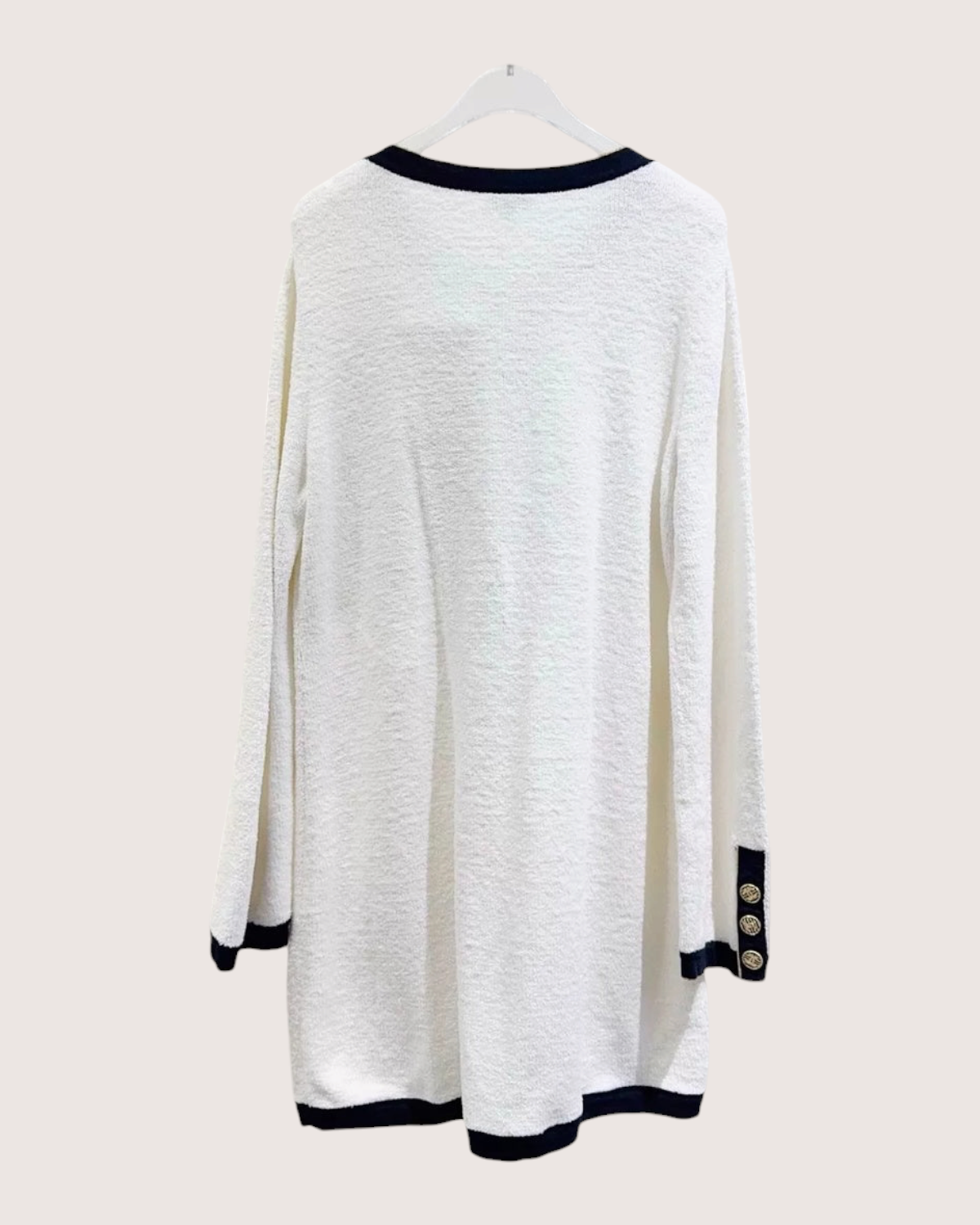 Chanel Terry Cloth Mini Dress White, Navy, Gold FR 38