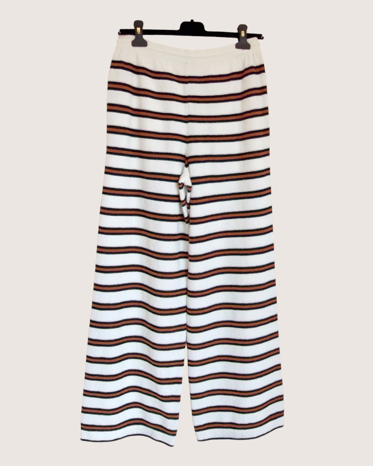 Chanel 26C Striped Wide-Leg Trousers White, Black, Orange FR 38