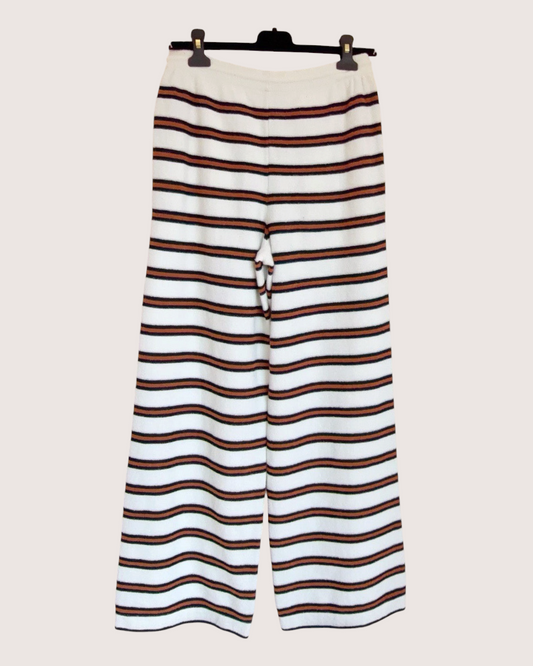 Chanel 26C Striped Wide-Leg Trousers White, Black, Orange FR 38