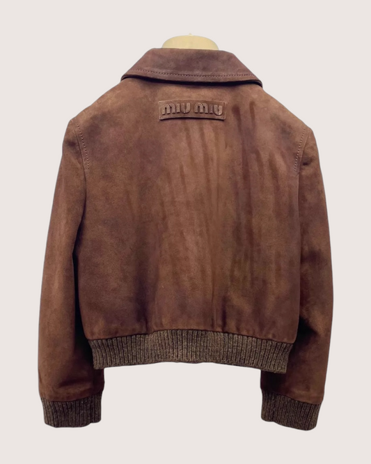Miu Miu Cropped Suede Jacket