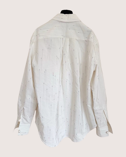 Chanel 26A Striped Cotton Shirt Beige/Ecru FR 38