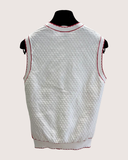 Chanel 23C Bouclé CC5 Logo Top White, Red FR 36