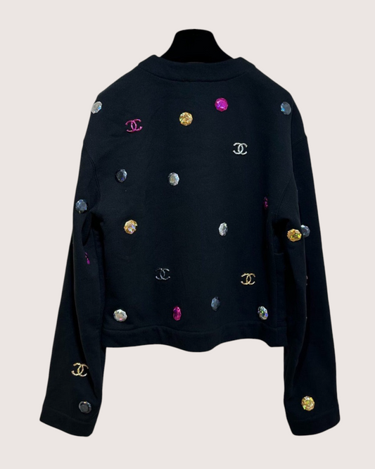 Chanel 21K Jewel-Embellished CC Cardigan Black, Multicolor FR 34