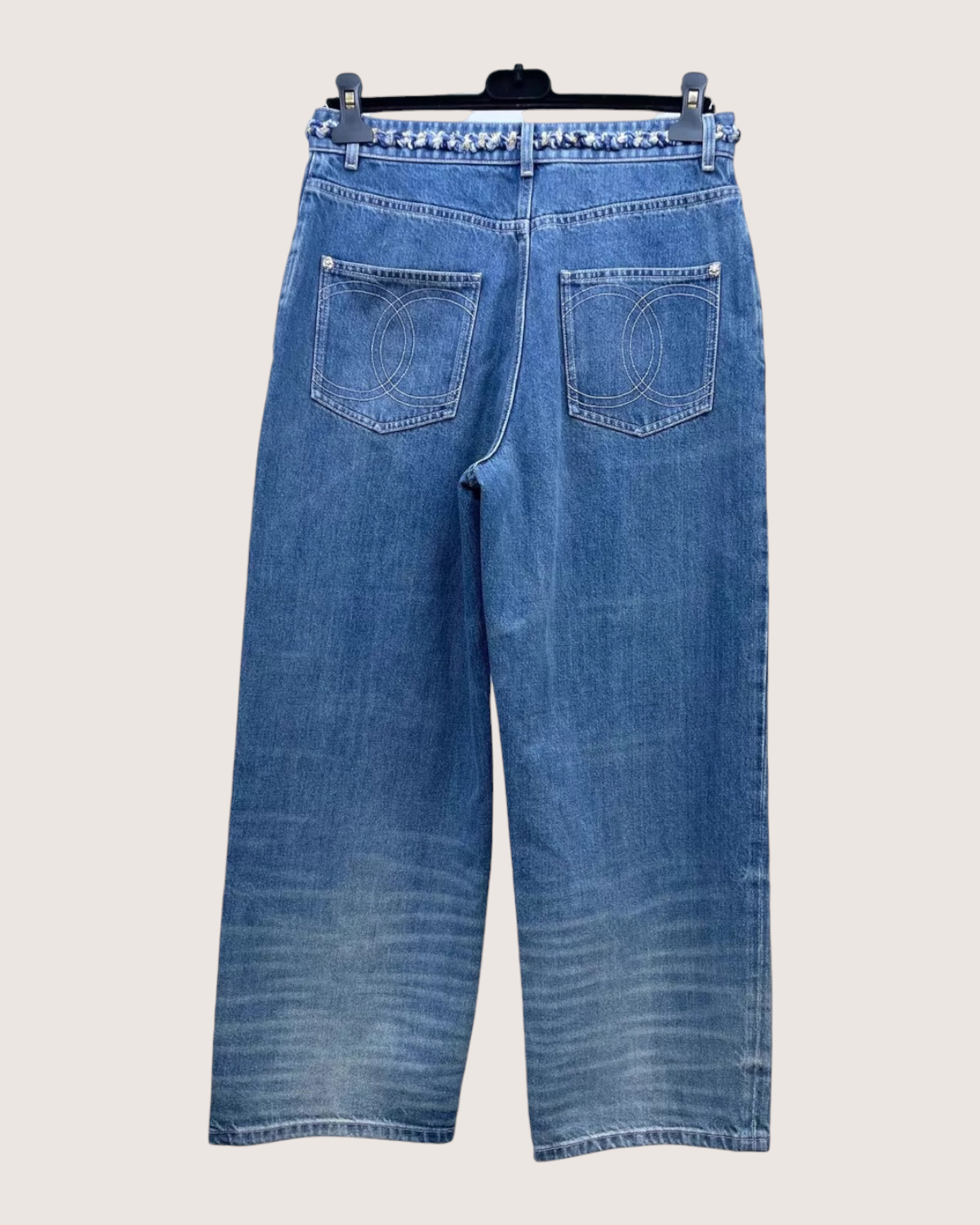 Chanel 25A Washed Wide-Leg Denim Jeans - view 2