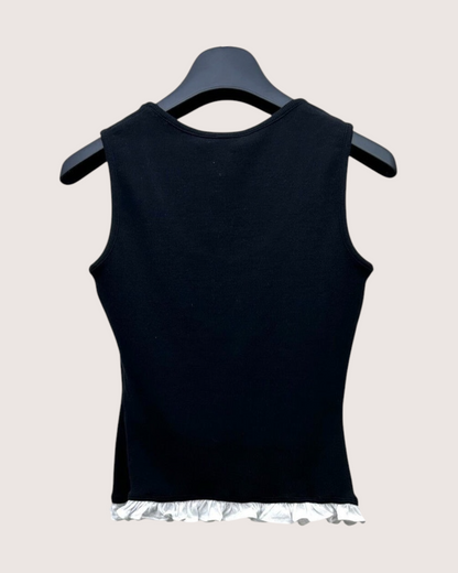 Louis Vuitton Ruffle-Trim Top Black, White FR 34