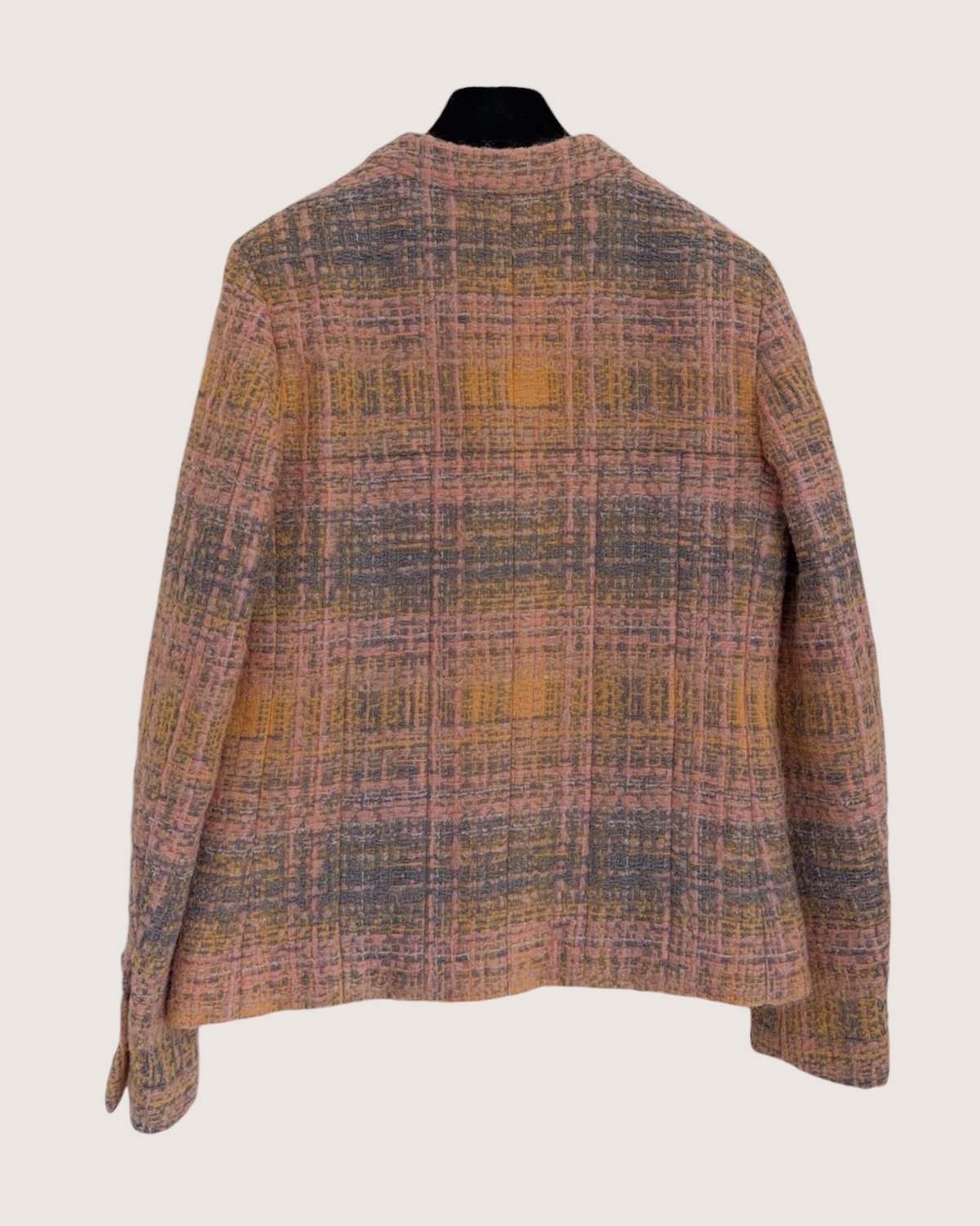 Chanel 24A Plaid Tweed Four-Pocket Jacket Pink, Orange, Grey FR 36