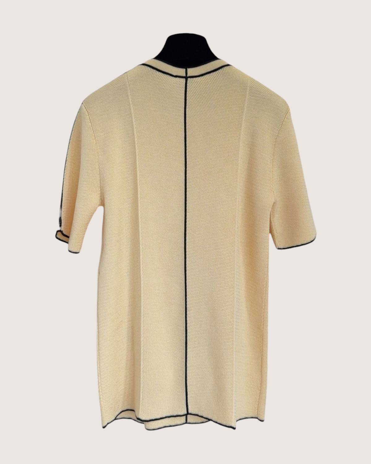 Chanel 26A Wool Short-Sleeve CC Sweater Beige/Ecru, Black FR 38