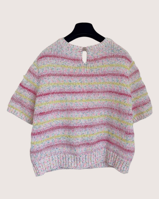 Chanel 24C Heart-Motif Striped Sweater - Pink, Yellow, Multicolor, view 2