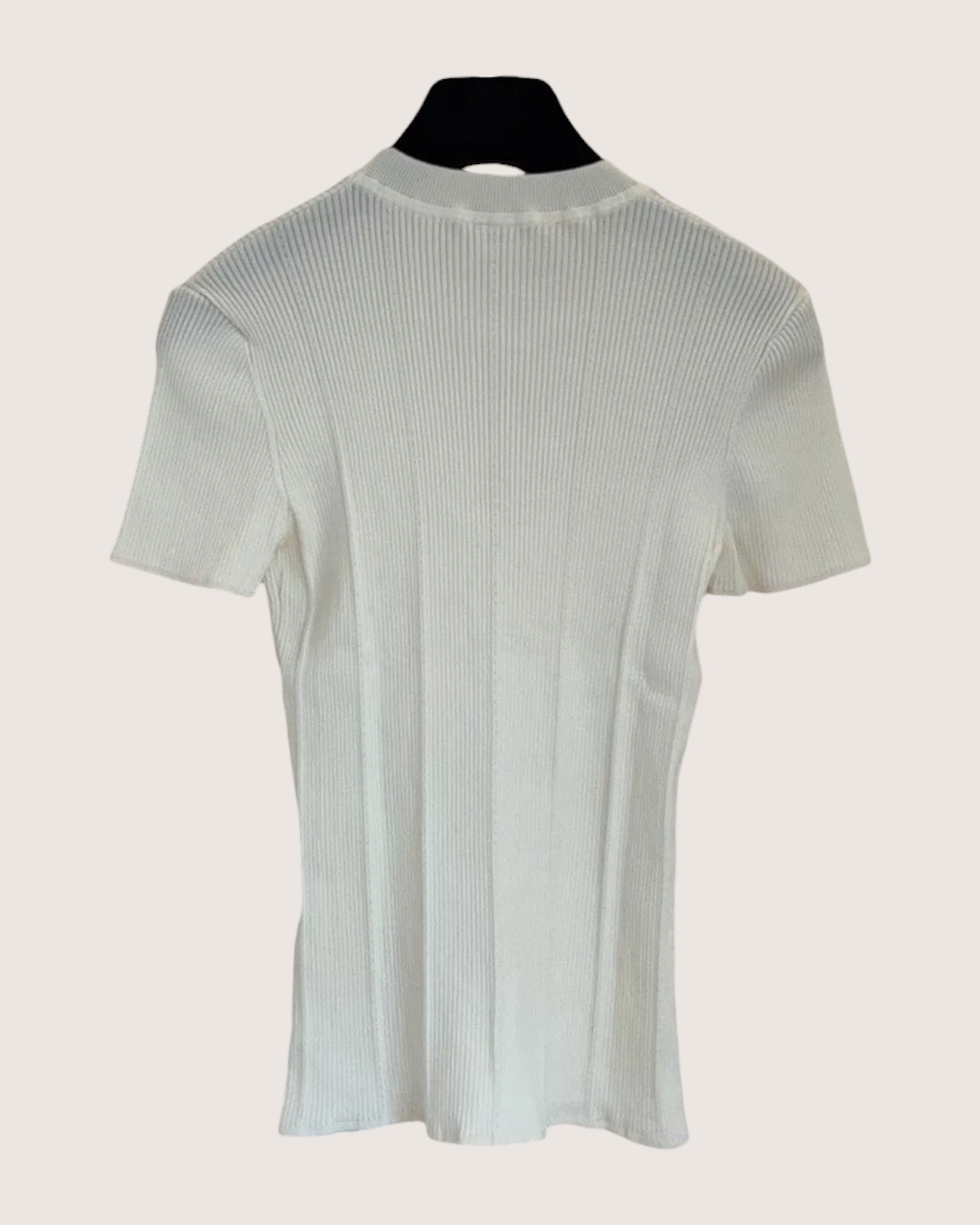 Hermès Short-Sleeve Ribbed Sweater White FR 36