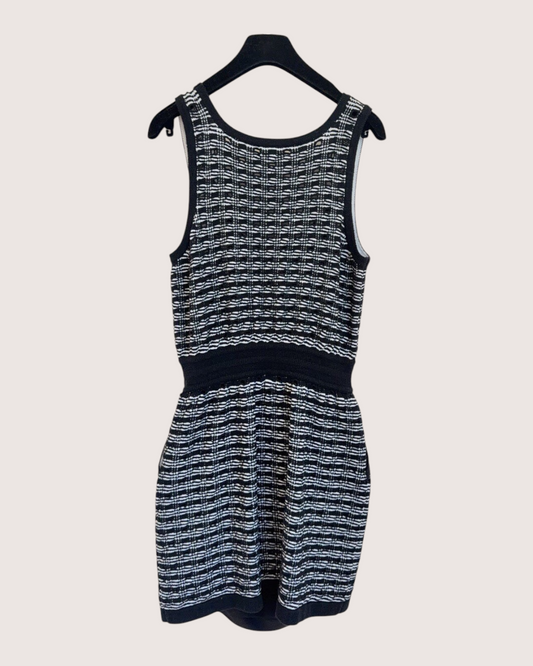 Chanel 25P Striped Mini Dress Black, White FR 36