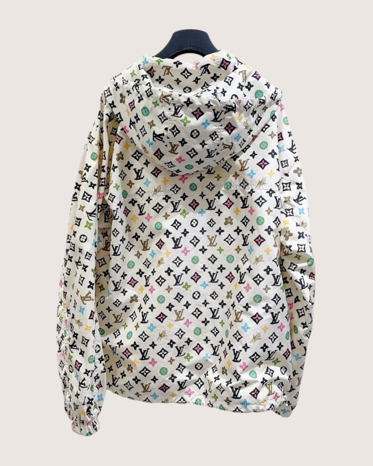 Louis Vuitton Monogram Hooded Windbreaker Jacket White, Black, Multicolor FR 46