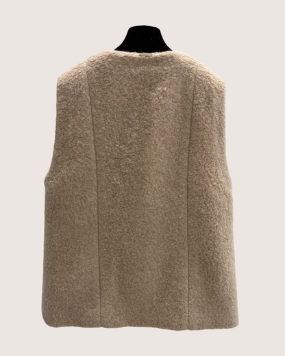 Chanel 25N Coco Neige Shearling Vest Beige/Ecru FR 42