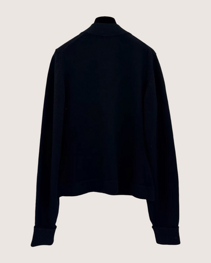 Chanel 22A Cashmere Cardigan w/ Embellished Buttons Black FR 36