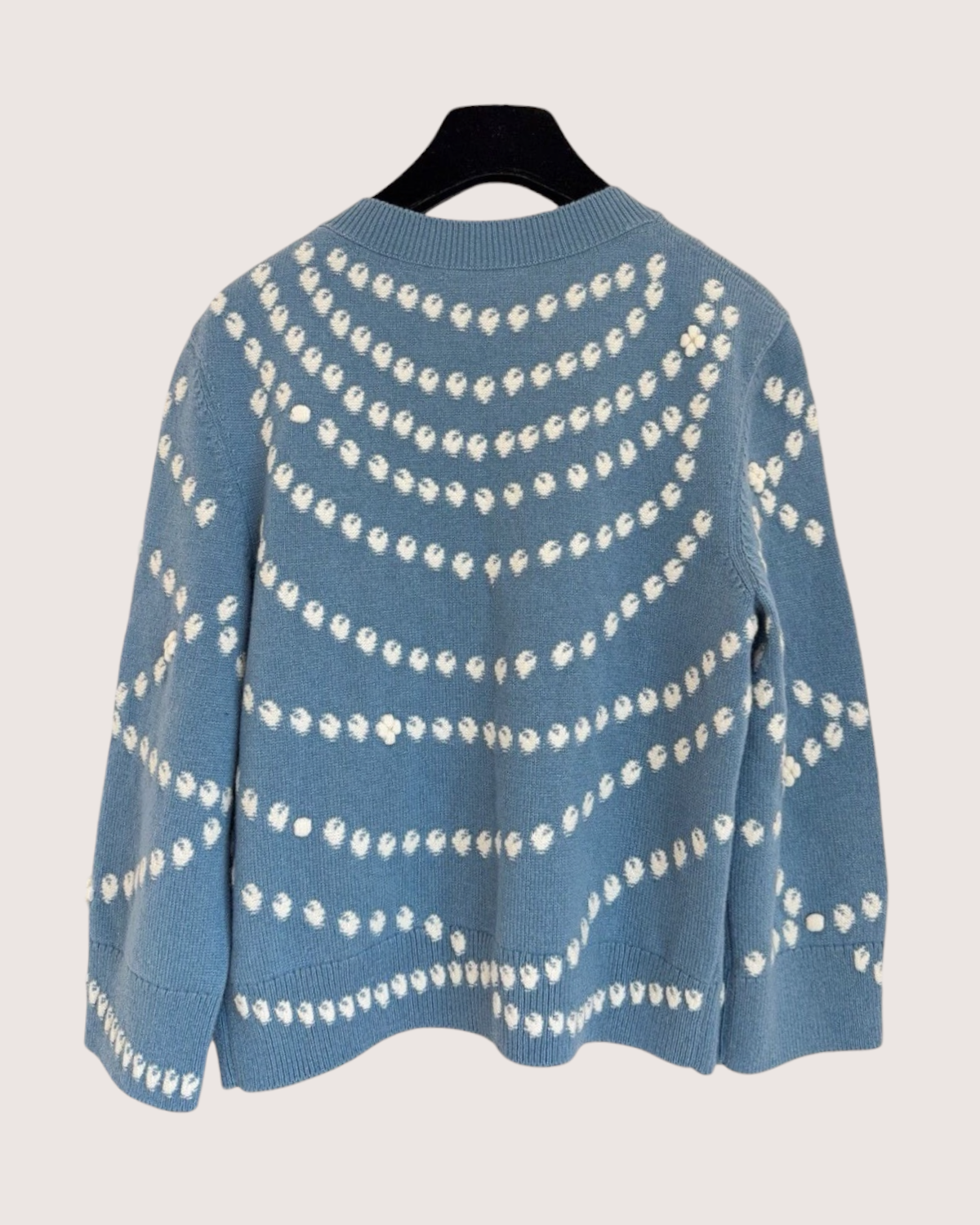 Chanel 25P Cashmere Pearl-Motif Cardigan Blue, Beige/Ecru FR 36