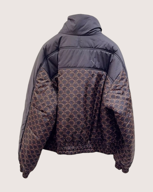 Celine Monogram Puffer Jacket Navy, Brown FR 36