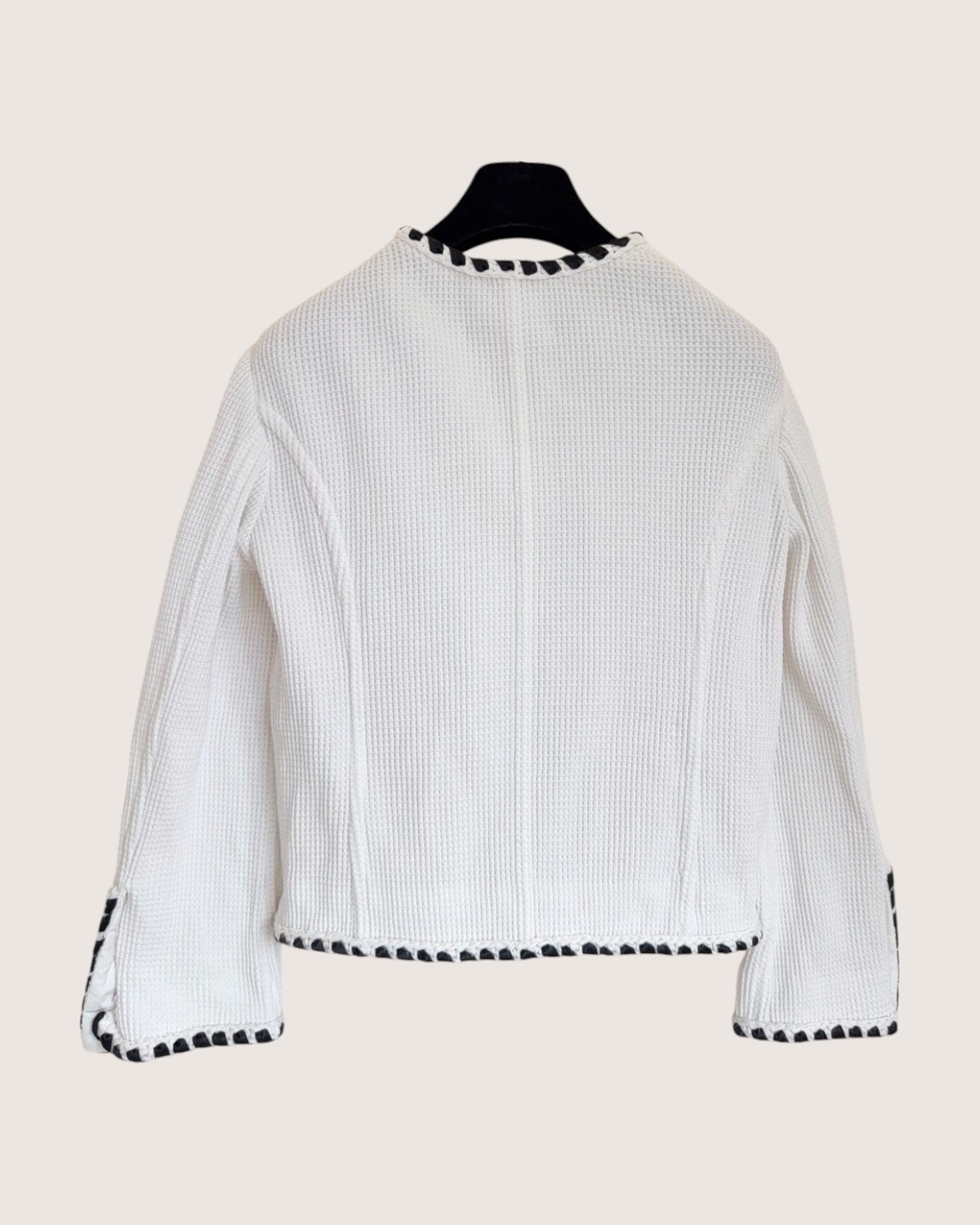 Chanel Waffle Whipstitch Cardigan White, Black FR 34