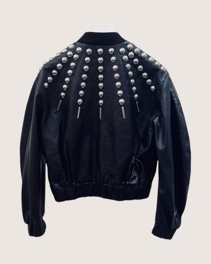 Celine Studded Leather Jacket Black FR 34