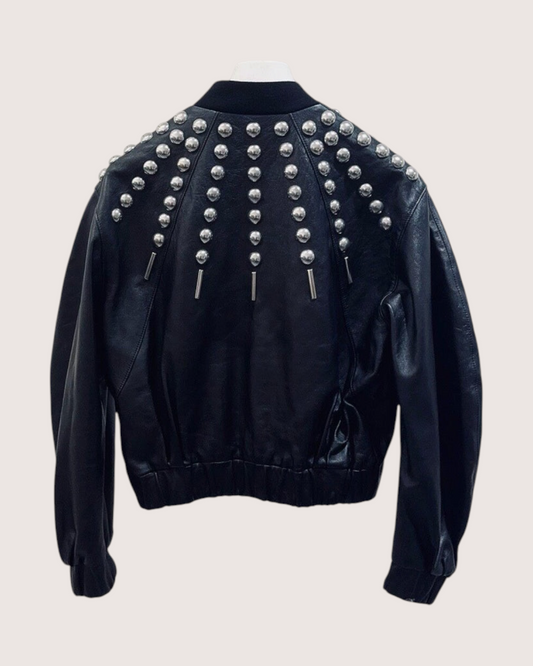 Celine Studded Leather Jacket Black FR 34