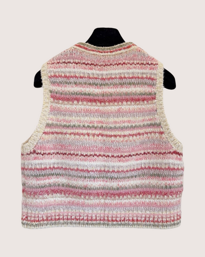 Chanel 24B Cashmere Striped Vest Pink, Beige/Ecru, Multicolor FR 36