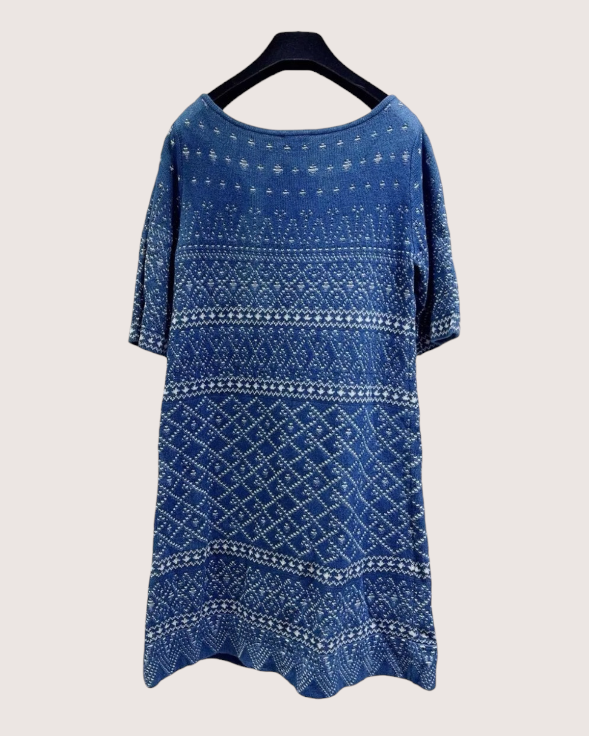 Chanel Jacquard Mini Dress Blue, White FR 36