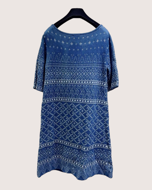Chanel Jacquard Mini Dress - Blue, White, view 2