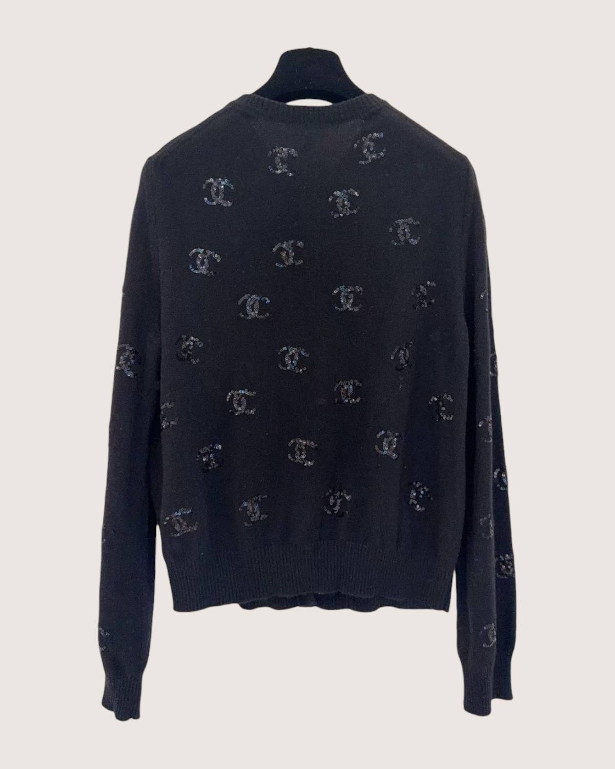 Chanel 24S Sequin Cashmere Floral Cardigan Black, Pink FR 38