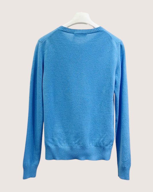 Miu Miu Cashmere Logo Cardigan - Blue, view 2
