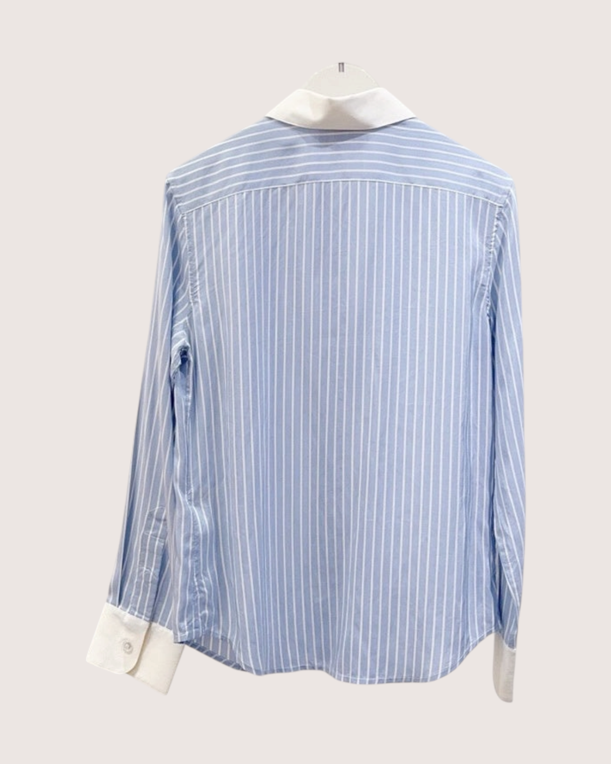 Celine Striped Silk Shirt Blue, White FR 34